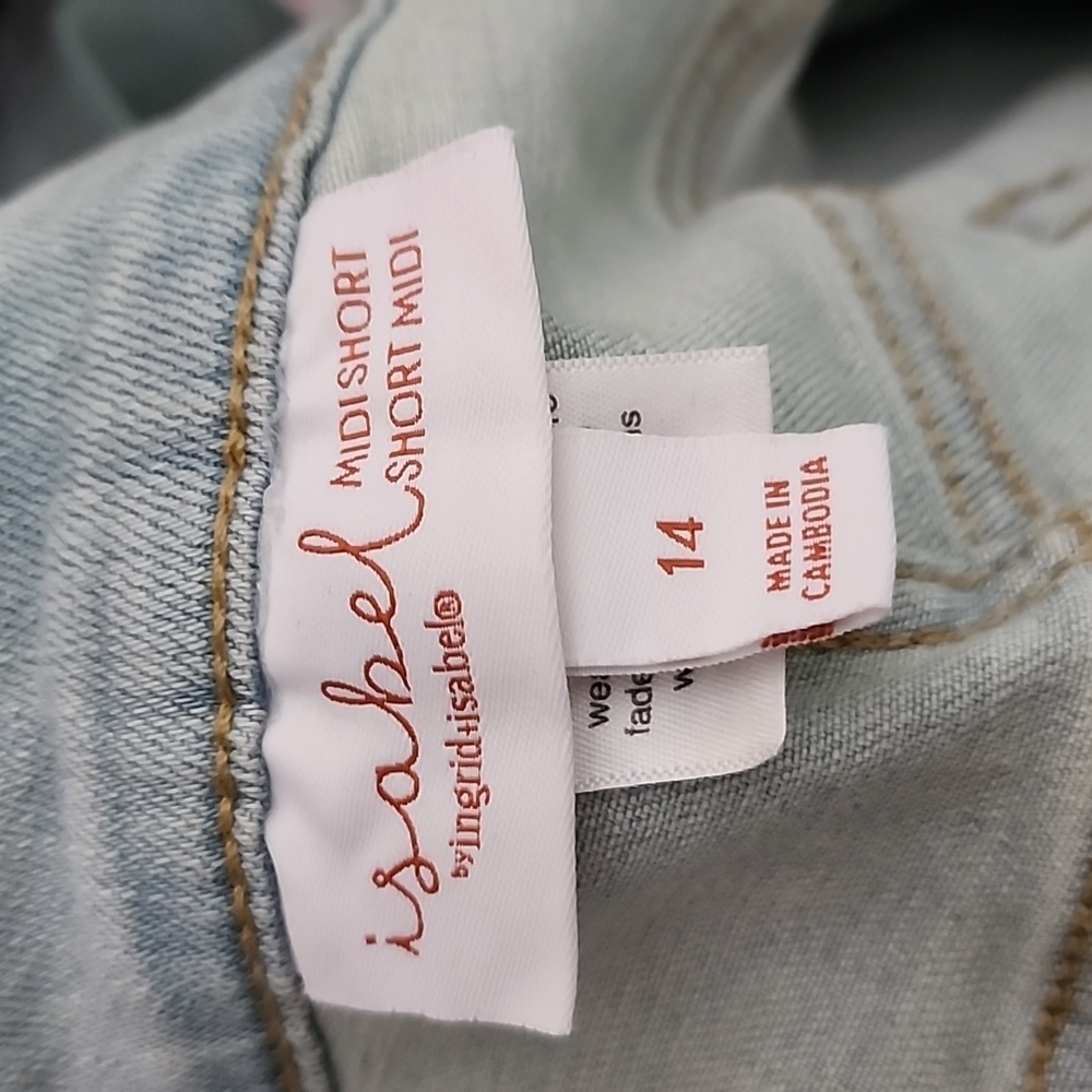 ISABEL MATERNITY By Ingrid & Isabel Under Belly Blue Jean Shorts. Size: 14. NWT - Picture 12 of 13